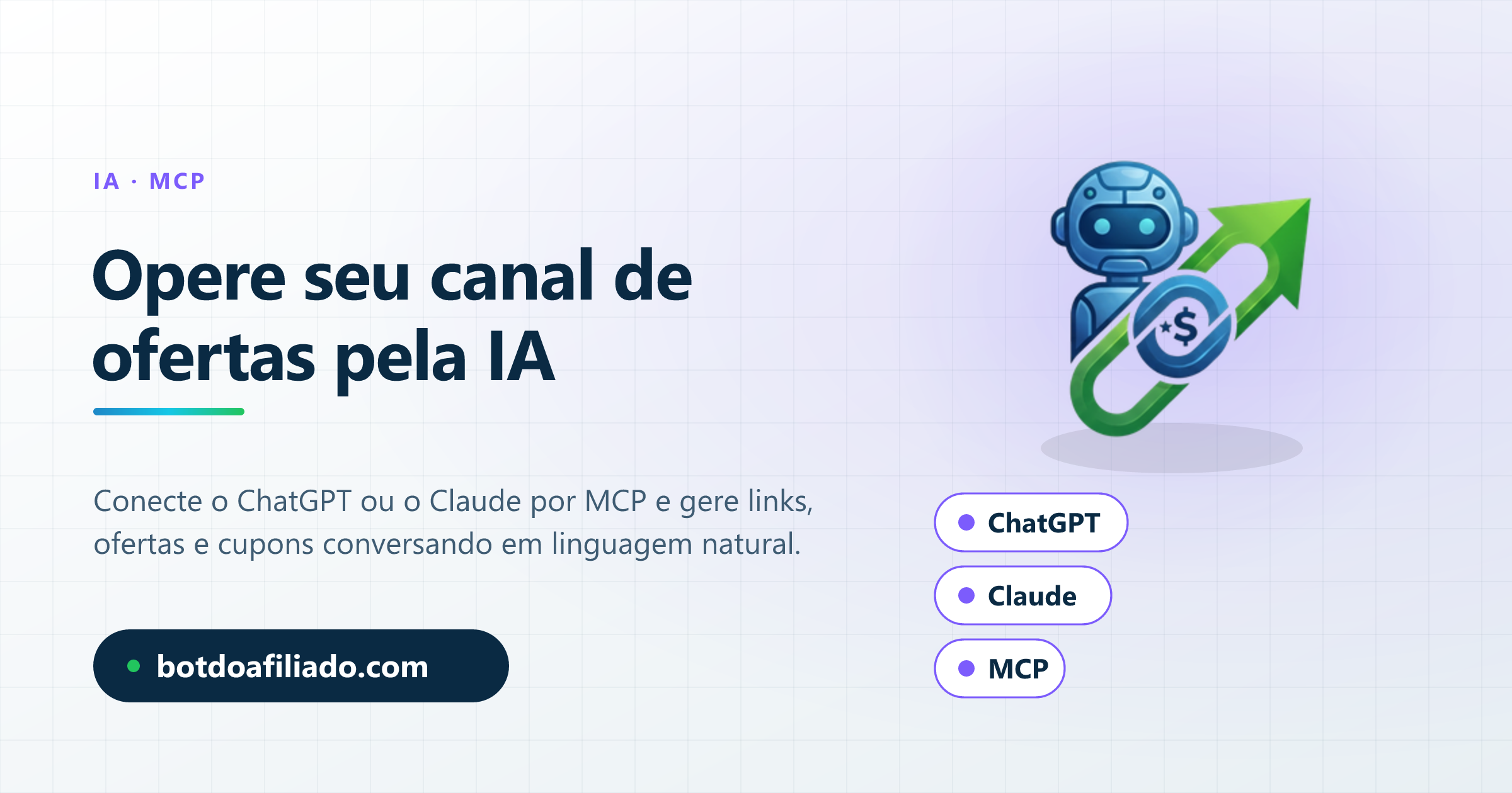 Operar um canal de ofertas dentro do ChatGPT ou do Claude via conexão MCP do Bot do Afiliado