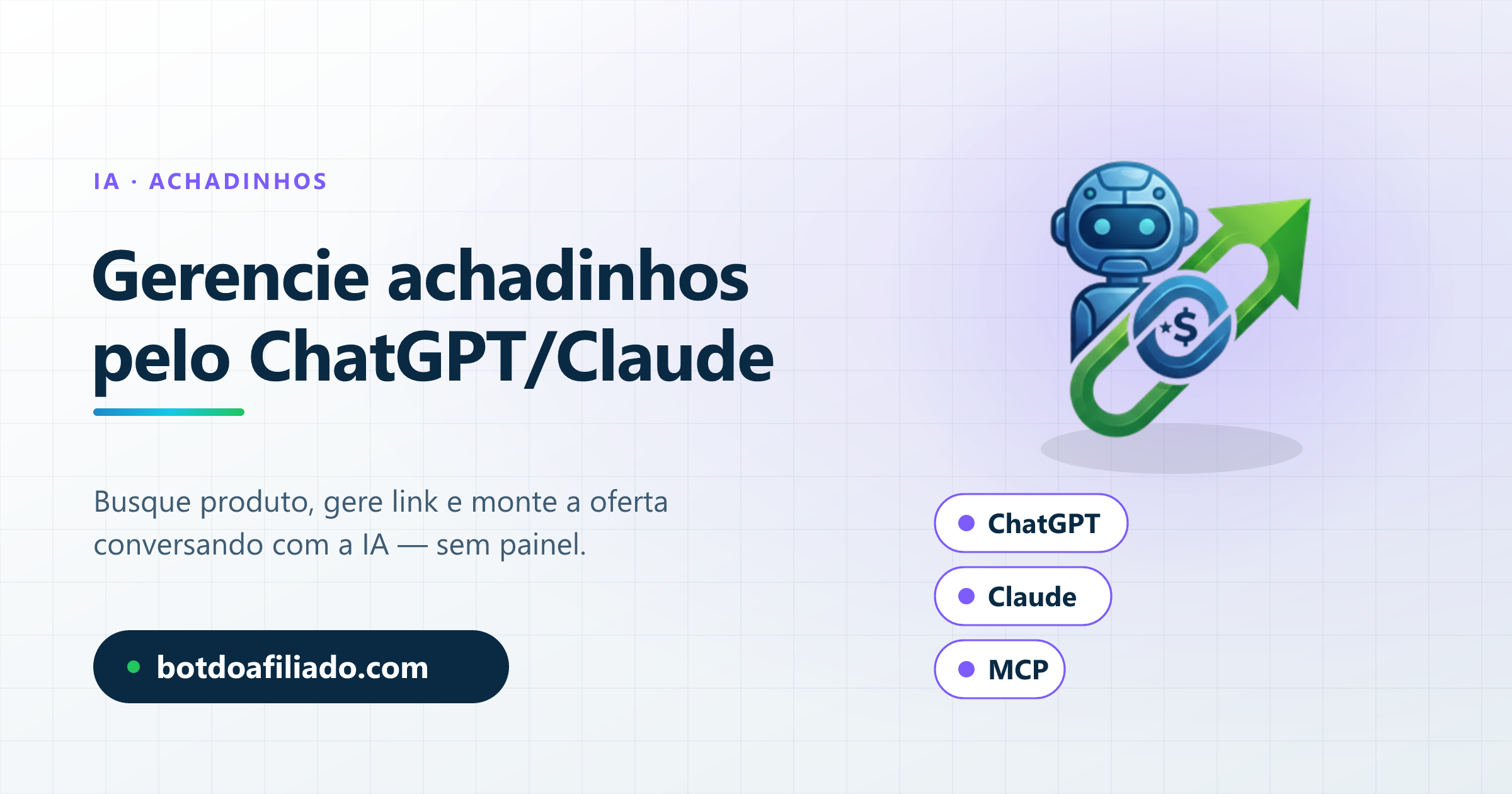Gerenciar um canal de achadinhos pelo ChatGPT ou Claude via MCP do Bot do Afiliado