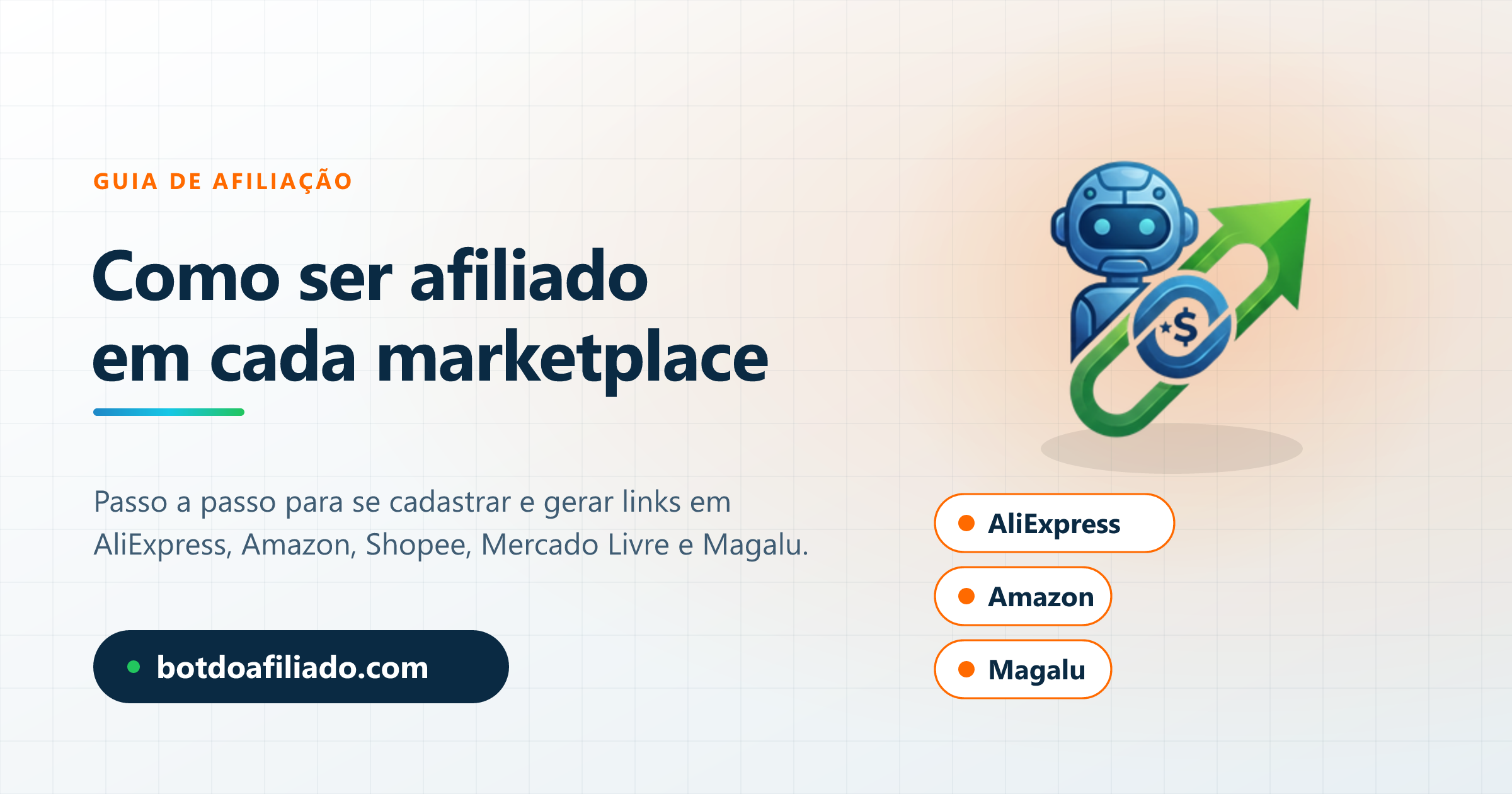 Guia de afiliação por marketplace: como ser afiliado e gerar links em AliExpress, Amazon, Shopee, Mercado Livre e Magalu